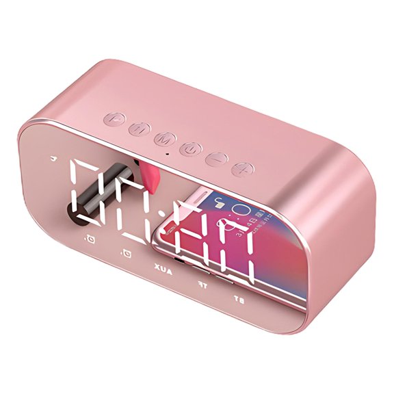 MagicXflow Alarm Clock,Wireless bluetooth Clock,LED screen and temperature display,creative bedside speaker alarm clock,Digital Clock with Bluetooth Speaker for Heavy Sleepers Adults,Teens,Children-D