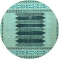 thumbnail image 1 of Ahgly Company Indoor Round Abstract Light Blue Modern Area Rugs, 3' Round, 1 of 4