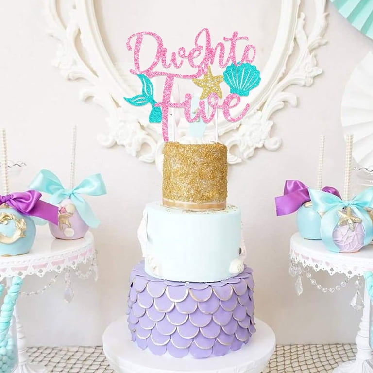 JUYRLE Mermaid Birthday Decorations - 22Pcs Under The Sea Cake Topper Set With Tails, Shells & Bubbles