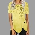thumbnail image 2 of Qeaghou Savings Summer Tops for Women Plus Size Short Sleeve Round Neck Tshirt Button Hem Loose Fit Casual Tunics Blouse, 2 of 6