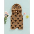 thumbnail image 2 of Franhais Baby Hooded Romper, Sleeveless Cartoon Bear Printed One Piece Jumpsuit for Baby Boys Girls, 2 of 8