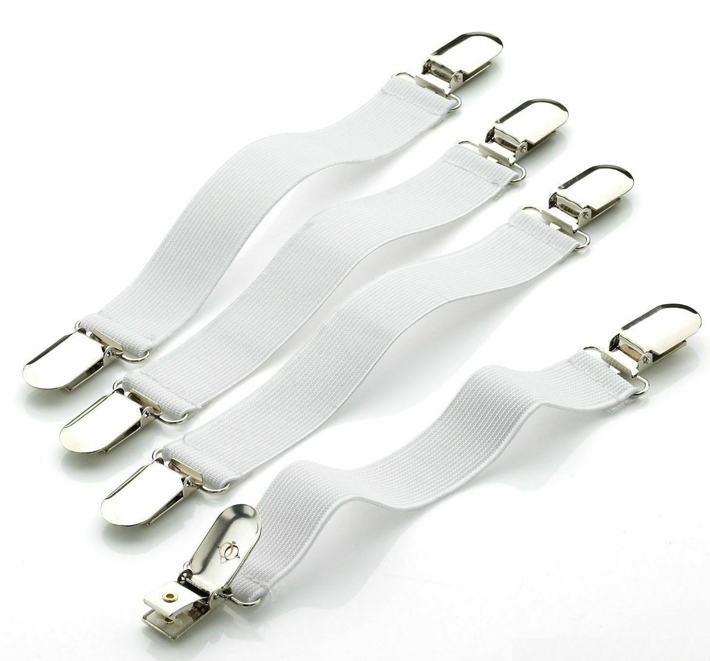 Bed Sheet Straps Grippers Fasteners with Metal Clasp Elastic Suspenders Clips 