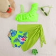 thumbnail image 5 of Confree For Girls Summer 3 Piece Swimwear Graphic Print Bathing Suits Holiday Soft Casual Toddler Girls Swimsuit Size 11-12 Years Green, 5 of 6