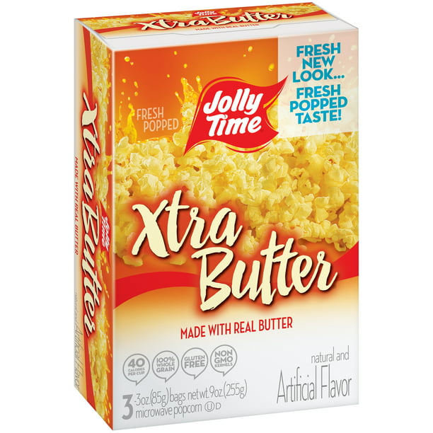 (6 Pack) Jolly Time Microwave Popcorn, Xtra Butter, 3 Oz, 3 Ct