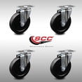 thumbnail image 2 of 5 Inch SS Soft Rubber Wheel Swivel Top Plate Caster Set Service Caster Brand, 2 of 2