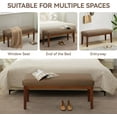 thumbnail image 4 of XiHuaZhaoChen 43.5'' Faux Leather Bedroom Bench, Upholstered End of Bed Bench, Padded Vintage Dining Bench, Entryway Bench with Solid Wood Legs, Kitchen, Living Room, Hallway, Brown, 4 of 7