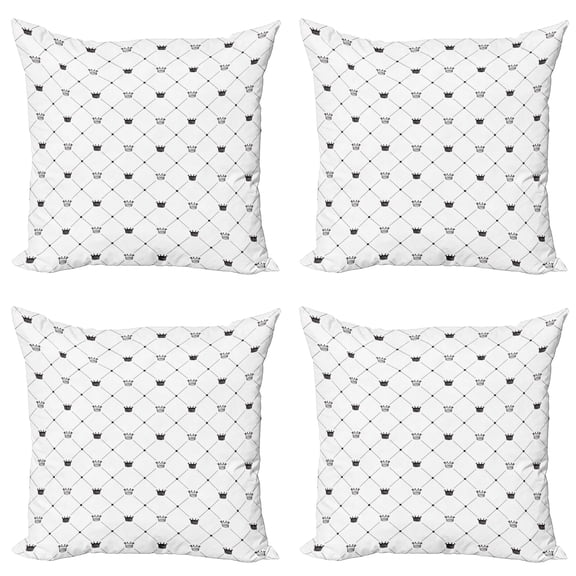 Ambesonne Modern Throw Pillow Cover 4 Pack, Kings Crown, 24", Black White