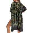 thumbnail image 5 of HELLHERO Casual Loose Long Kimono Swimsuit Cover Up for Summer Polyester Lightweight Bathing Suit Cover Up Green American Flag, 5 of 6
