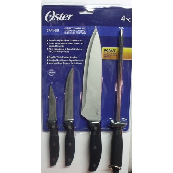 Oster Granger 4-Piece Stainless-Steel Cutlery Set, Black