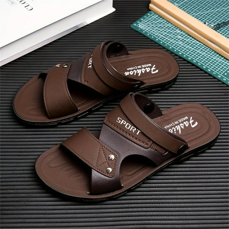

Men s casual comfortable solid color open toe slippers breathable non-slip slip on sandals for indoor outdoor beach