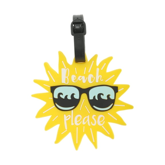 Unique Bargains 1 Pc Sun Luggage Tag for Travelling Yellow Soft Rubber