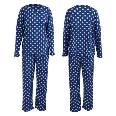 

Women s Lightweight Polka Dot Pajamas Set Long Sleeve Top Long Pants Sleepwear Loungewear