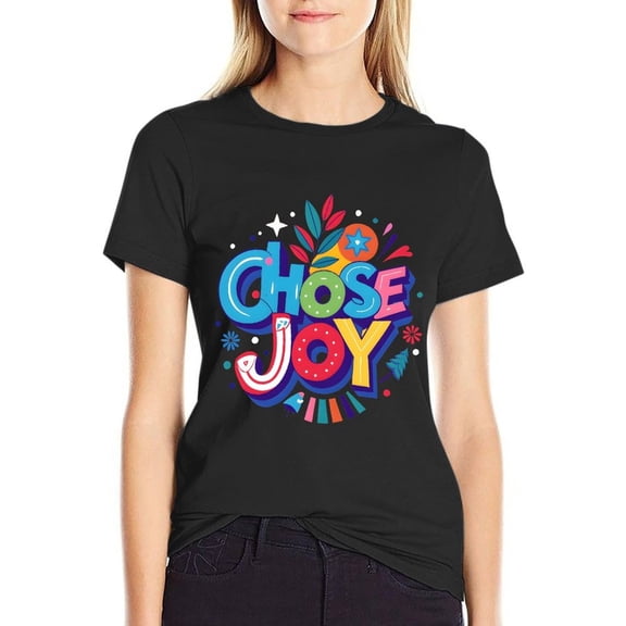 Choose Joy Women’s Cotton Short Sleeve T-Shirt HD Graphic Print Casual Crew Neck Tee 2XL