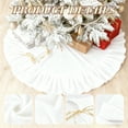 thumbnail image 4 of Sanmadrola Christmas Tree Skirt White Luxury Ruffled Velvet Plush Fur Skirts Christmas Decorations Indoor Xmas Ornaments Holiday Decor for Home Party Holiday Decorations, 36in, 4 of 7
