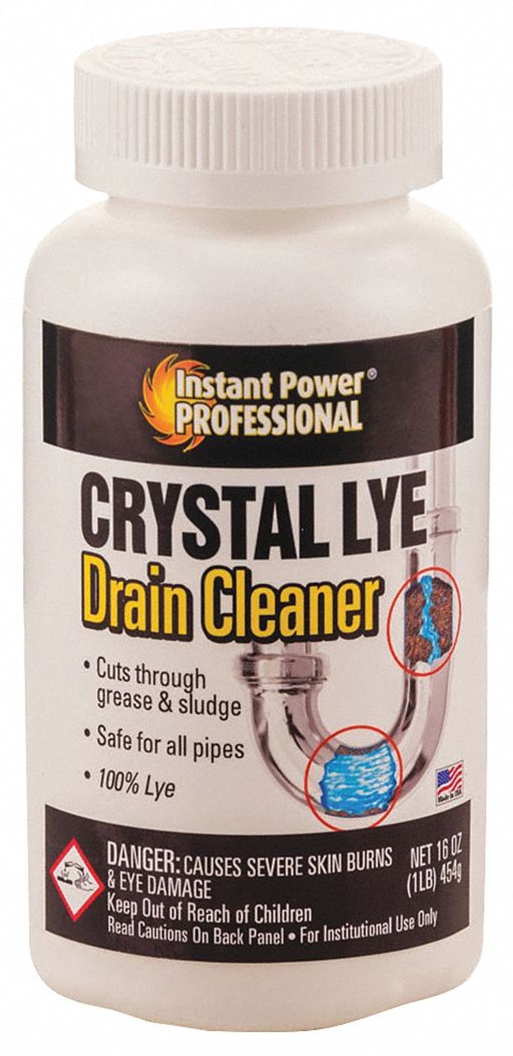 Instant Power Professional Crystal Lye Drain Opener,Btl,1 lb,Beads 8886