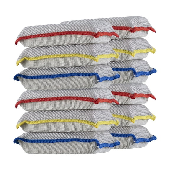Miracle Microfiber Sponges for Kitchen Kosher Non-Scratch Sponge Scrubber Heavy Duty Multi-Purpose Cleaning of Dishes, Pans, and Countertops, Machine Washable, 12-Pack by Superio (White)