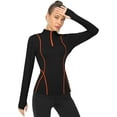 thumbnail image 2 of Women's Long Sleeve Workout Tops Zip Thumb Hole Athletic Running Sweatshirt Pullover, 2 of 6