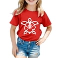 thumbnail image 1 of PMVFHDE Hauts à Manches Courtes pour Sortir Hauts d'Été pour Filles T-Shirts Décontractés pour Filles Robe T-Shirt Grande Taille Garçon et Fille Imprimé Décontracté Col Rond Manches Courtes T-Shirt Rouge, 3-4 Ans, 1 of 3