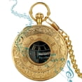 thumbnail image 3 of Reloj de bolsillo de vintage con cadena Movimiento musical dorado Zulema Reloj de bolsillo musical, 3 of 8