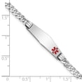 thumbnail image 3 of 14k White Gold Bracelet Medical Curb 7.5 mm 8 in WG Soft Diamond Shape Red Enamel Flat Link ID, 3 of 3