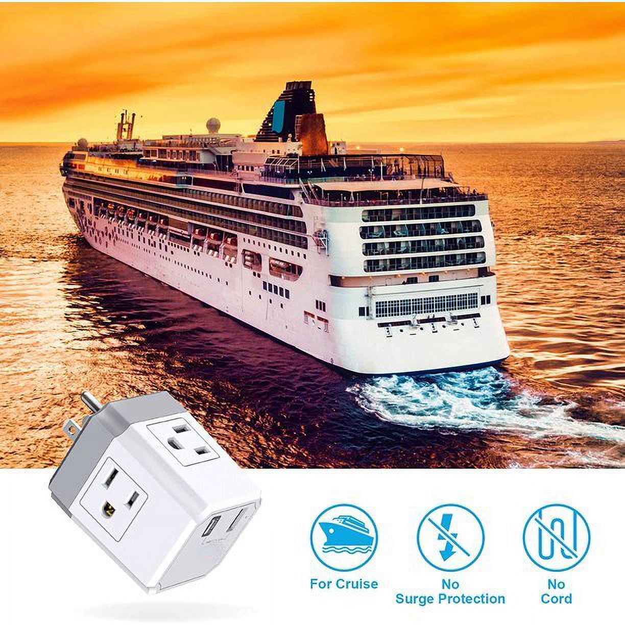 SZDUDU Multiple Plug Outlet Extender with 4 Plug Extender and 2 USB Wall Charger, USB Fast Charger Outlet for Cruise Ship, Travel, Home, Office