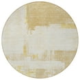 thumbnail image 4 of 8' Beige Gold And Tan Round Abstract Washable Indoor Outdoor Area Rug, 4 of 5