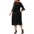 thumbnail image 4 of DARING DIVA Plus Size Lace V-Neck 3/4 Sleeve Midi Evening Dress 1X Black, 4 of 6