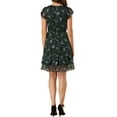 thumbnail image 4 of INSPIRE CHIC Women's Floral Ruffled Sleeves Above Knee Layered Ruffle Hem Dress L Black, 4 of 8