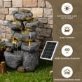 thumbnail image 3 of 5 Tiered Solar Powered Water Fountain, Solar Water Fountain Outdoor Garden Cascading Rock Water Fall Fountains Outside with Lights for Backyard, Patio, Deck, Porch, 24" H x 13.39" L x 9.6" W, 3 of 9
