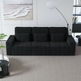 thumbnail image 2 of BSHTI Classic Corded Comfort Sofa with Pillows, Three-seater sofa, Corduroy Upholstery, removable back cushions, Easy to assemble, Black, 2 of 14