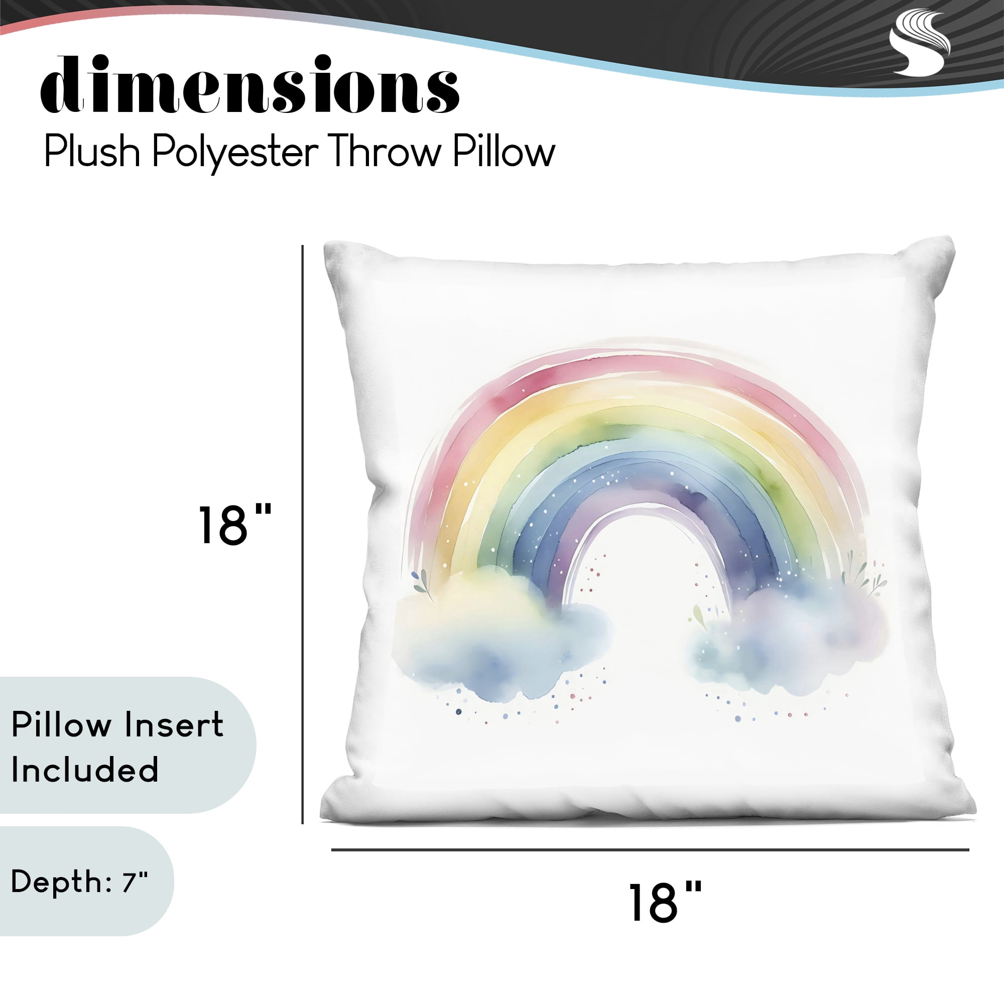 Stupell Industries Soft Rainbow with Clouds Decorative Printed Throw Pillow, design by Creative Studio