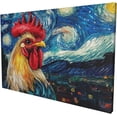 thumbnail image 3 of HFDF Rooster Wall Art, Vintage Chicken Pictures Wall Decor, Starry Night Painting Farmhouse Rooster Canvas Prints, Artwork for Bathroom Bedroom Living Room Office Home Decoration 20x16inch Framed, 3 of 6
