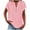 Pink, variant on Women's Plus Size Casual Cotton Linen V Neck Button Top, Short Sleeve Cap Sleeve Blouse, Lightweight T Shirt for Daily Summer Wear Beige L