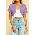 thumbnail image 3 of Made by Johnny Women's Short Sleeve Cropped Bolero Shrug Open Cardigan L LILAC, 3 of 5