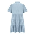 thumbnail image 6 of Ashirexll Midi Dresses for Women, Casual Dresses for Women, Solid Color Short Sleeve Linen Loose Dress With Pockets, 6 of 7