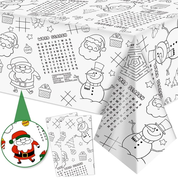 Paquete de 2 manteles navideños para niños, 137 x 274 cm, con juegos