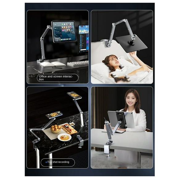 Tablet Stand Desktop Support Stand Phone Holder 360° Rotating Folding Office Fixing Magnetic Bracket Silvery