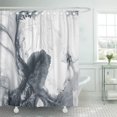 thumbnail image 1 of ABPHQTO Pintura acrílica en blanco y negro a mano abstracta moderna sobre lienzo Cortina de ducha acuática contemporánea Cortina de baño 165x180 cm ABPHQTO PKNMT66x72Shower-13245, 1 of 2