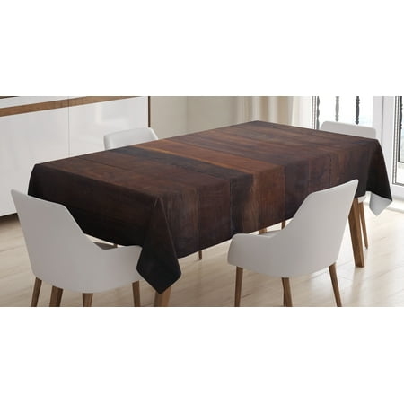 

Ambesonne Chocolate Tablecloth Rectangular Table Cover Aged Dark Timber 60 x84 Dark Brown