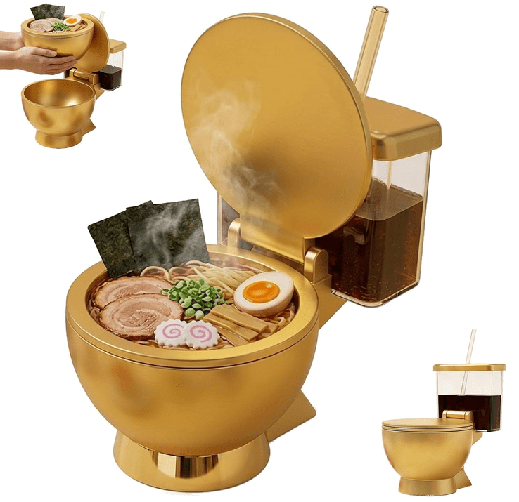 ラーメンズ/Rahmens presents『GOLDEN BALLS LIV… Toilet Ramen Bowl, Novelty Toilet Shaped Ramen Bowl Set with Built