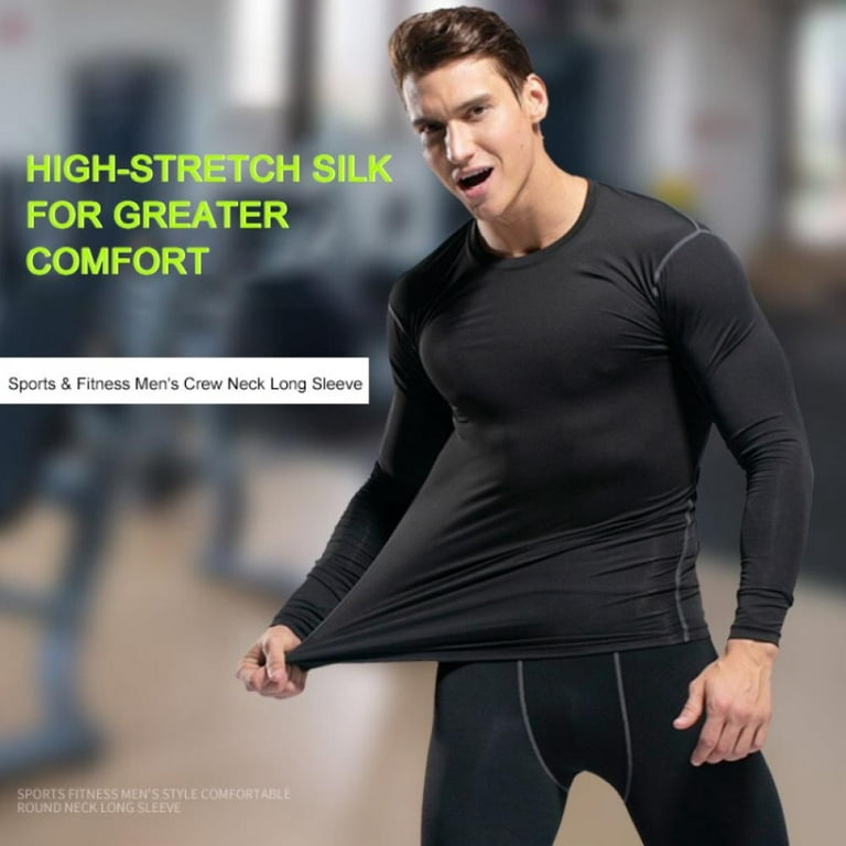 Men's Compression Shirt Long Sleeve Athletic Base Layer Top Gear Workout  High Elastic Speed Dry Bodysuit Running T-shirt 