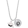 thumbnail image 1 of Delight Jewelry Silvertone 3-D Graduation Hat with 2021 Silvertone Script Initial Disc - D - Charm Necklace, 20"+3", 1 of 4