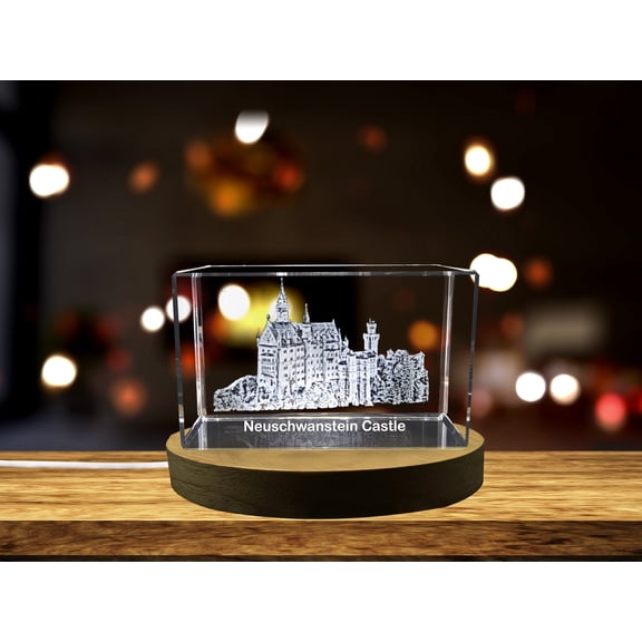 Fairytale Splendor - Neuschwanstein Castle Immortalized in 3D Engraved Crystal A&B Crystal Collection