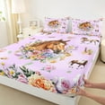 thumbnail image 3 of Erosebridal Rainbow Floral Bed Sheets Twin,Farm Horse Bedding Twin Size,Western Cowgirl Sheet Set Twin,Microfiber Bedroom Decor，3 Pieces, 3 of 8