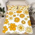 thumbnail image 2 of Manfei Country Floral Twin Sheet Sets,Rustic Daisy Twin Fitted Sheet,Yellow White Flat Sheet For Kids,Breathable Home Decor,3-Piece, 2 of 7