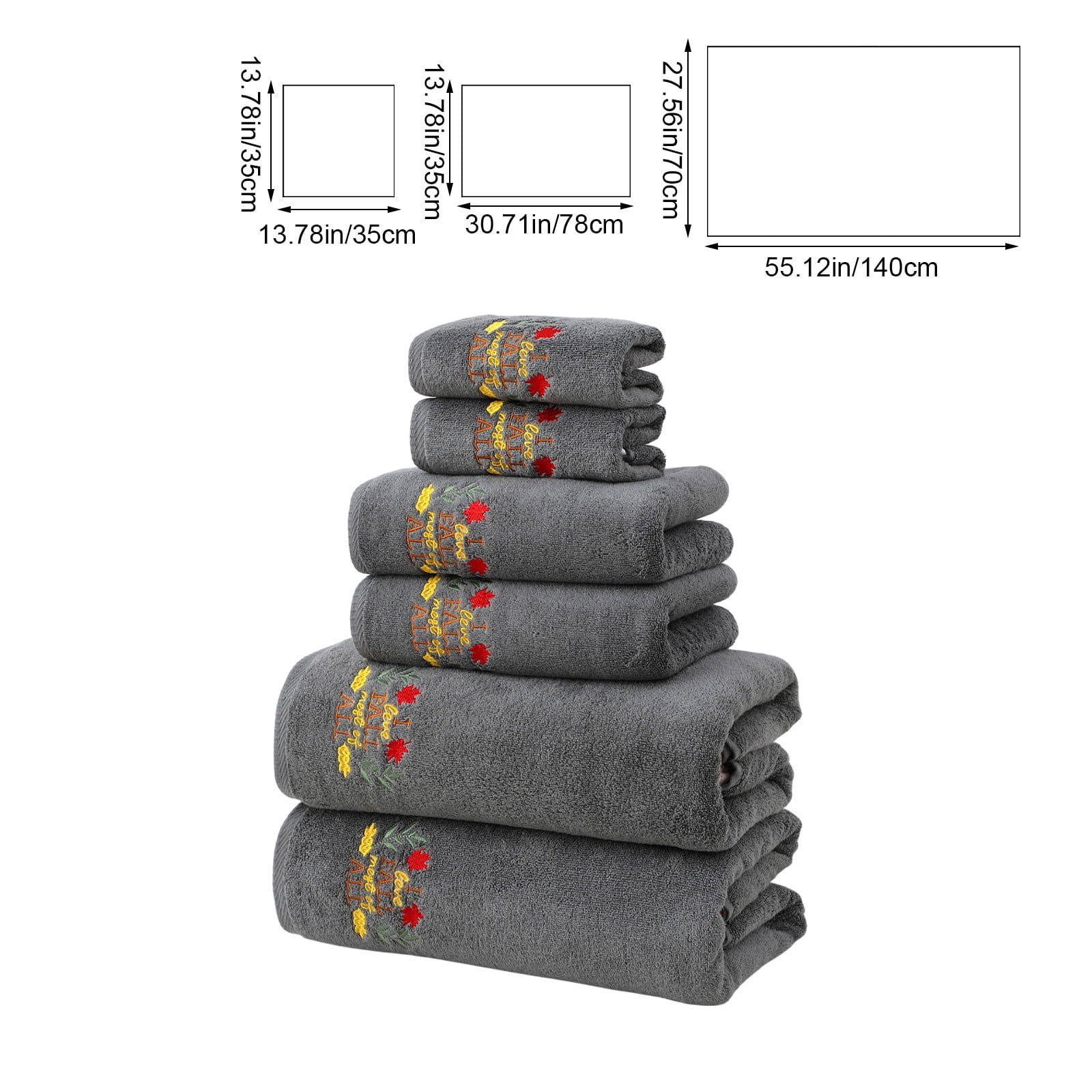 Xuniizn Bath Towels, Bath Towel Set for Halloween Decor, Cottons 2 Bath Towels + 2 Towels + 2 Square Towels, Hand Towels for Bathroom, Soft Face Towels for Holiday, Halloween Decoratives, Gray