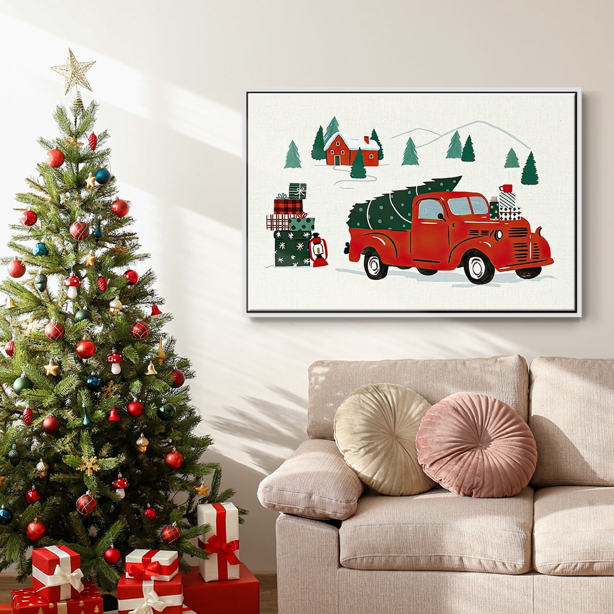 Going to Grandmas Collection A - Framed Gallery Wrapped Holiday Canvas - 25 x 37 - White Frame