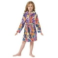 thumbnail image 6 of FORMRS Niños Bathrobe Unisex Hooded Robe Soft Plush Pajamas Sleepwear, Size 7-9T, Colorful Painted Flowers Pattern, 6 of 7