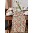 thumbnail image 4 of ERUNPONLY Pink Flowers Table Runner - 72 Inch Long Romantic Botanical Floral Leaves Plants Cotton and Linen Blended Dress Scarves Farmhouse Table Runner for Kitchen Dining, Coffee Table, 18"x72", 4 of 8