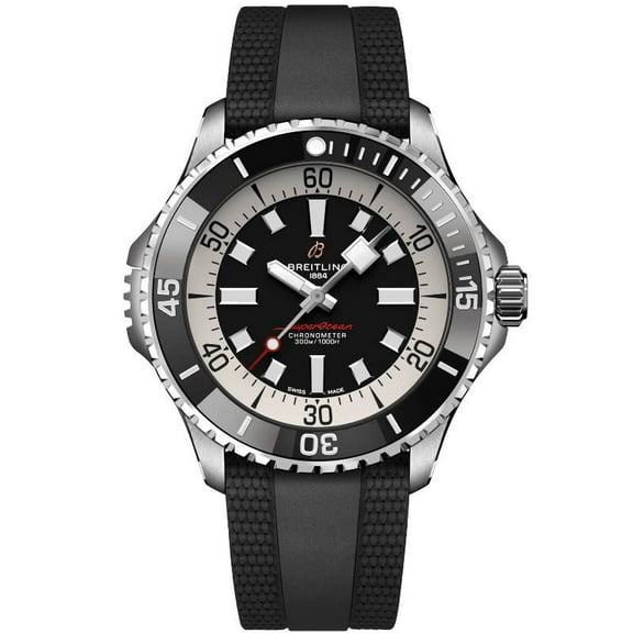 Breitling Superocean Automatic 46 Black Dial Rubber Strap Men's Watch A17378211B1S1